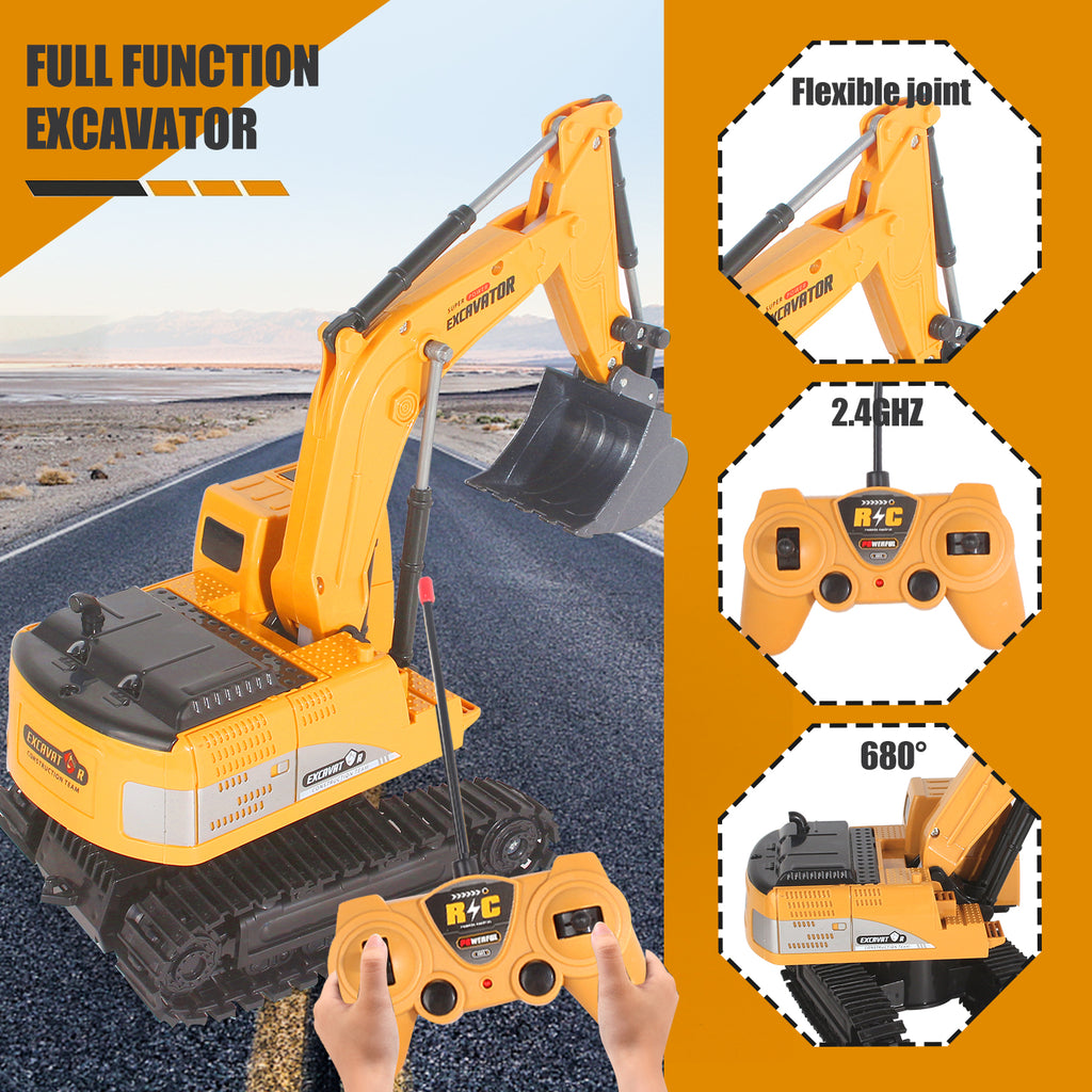 2025 Remote Control Excavator RC Digger Truck Construction Vehicles Boys Toys,with Metal Shovel & Light.Boy Presents, Birthday Presents,Logistics Is Sent Randomly By UPS,USPS,UNI,GOFO