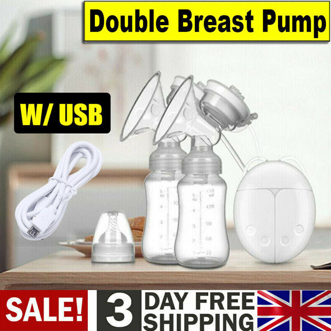 Electric Breast  Mute Automatic Dual Breastpump Baby Infant Feeding With USB