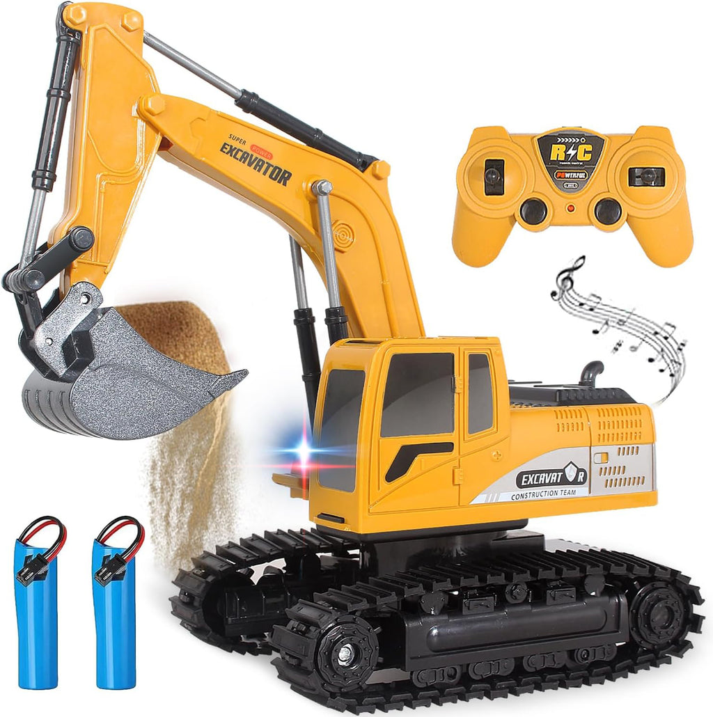 2025 Remote Control Excavator RC Digger Truck Construction Vehicles Boys Toys,with Metal Shovel & Light.Boy Presents, Birthday Presents,Logistics Is Sent Randomly By UPS,USPS,UNI,GOFO