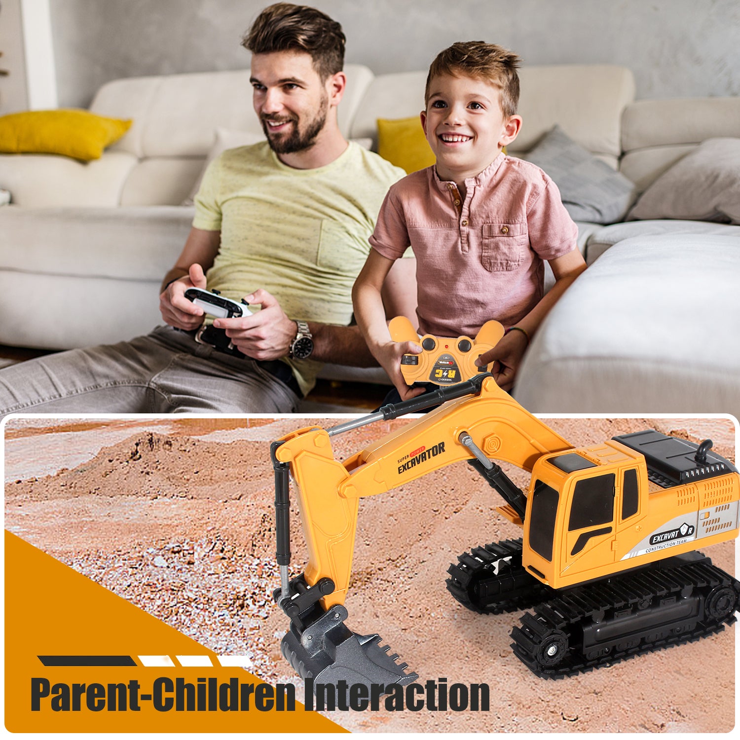 2025 Remote Control Excavator RC Digger Truck Construction Vehicles Boys Toys,with Metal Shovel & Light.Boy Presents, Birthday Presents,Logistics Is Sent Randomly By UPS,USPS,UNI,GOFO